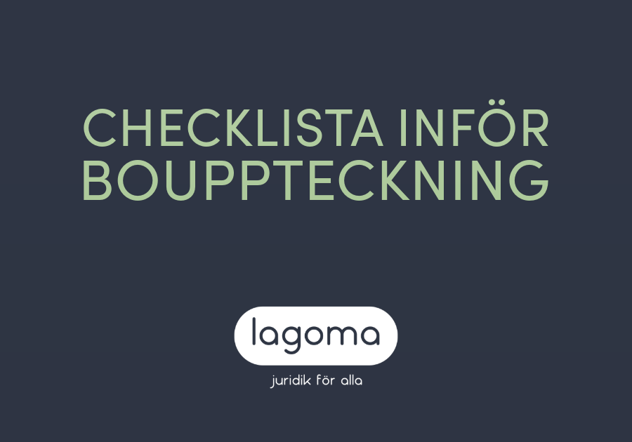 Bild med texten checklista inför bouppteckning